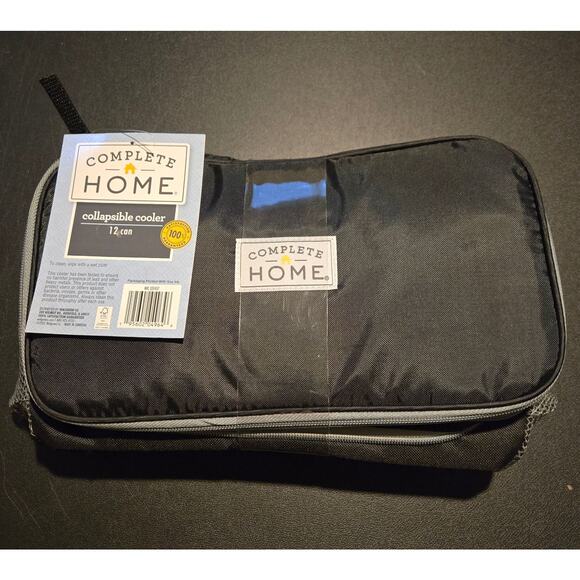 Complete Home Collapsible Cooler 12 Can Portable Insulated Lunch Bag Black - Picture 2 of 2